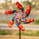 44" Parrot Garden Wind Spinners - Metal Outdoor Stakes Kinetic Wind Spinner Windmills Decor, Wind Sculpture Yard Art Decorations for Patio, Lawn & Garden