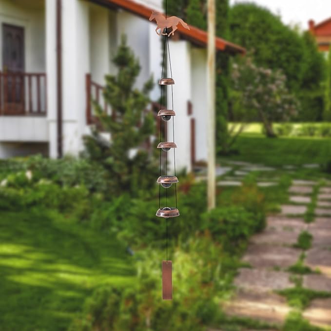 Geelin Horse Wind Chimes for Outside Memorial Gift for Women Men, 36" Copper Metal Wind Chime for Garden Front Yard Patio Decor, Memorial Housewarming Birthday Festival Gifts for Horse Lovers