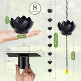 8.5Ft Metal Lotus Rain Chain for Gutters, Rust-Resistant Outdoor Rain Catcher with Hanging Gutter Adapter, Perfect for Heavy Rain, Indoor/Outdoor Decoration, Dark Bronze Finish