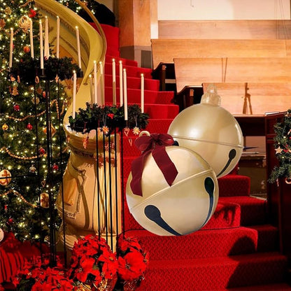 2PCS Inflatable Christmas Ball 23.6IN Giant Jingle Bell Inflatable Ball Fun Christmas Inflatable Yard Decor Xmas Balloon Pendant Outdoor Ornament for Garden Yard Patio Christmas Holiday Decor
