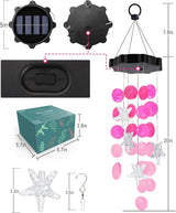 Toodour Solar Wind Chimes for Outside, Shells Light Gifts for Mom Grandma Women Wife Girls, Waterproof Solar Outdoor Decorative Mobile Light for Holiday Garden Porch Yard Outdoor Decor (Pink)