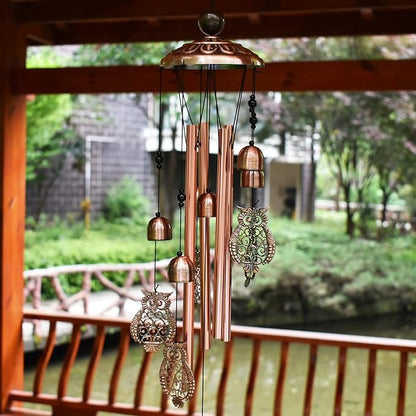 Maydahui Owl Retro Metal Wind Chime (32 Inch H) Memorial Wind Bell Animal Windchime with S Shaped Hook for Indoor and Outdoor Decor Unique Gifts Garden Party