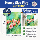Caroline's Treasures Delaware Peach Blossom in Watercolor House Flag Large Porch Sleeve Pole Decorative Outside Yard Banner Artwork Wall Hanging, Polyester, House Size, Multicolor