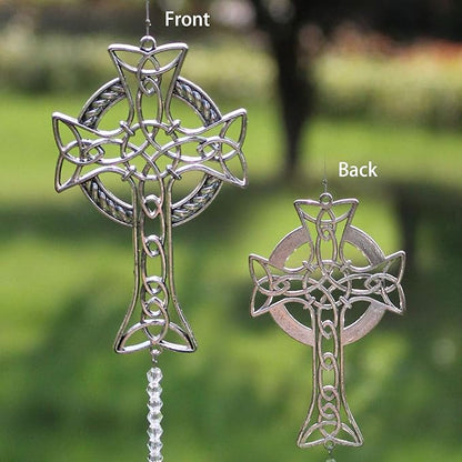 Celtic Cross Hanging Decor Christmas Ornaments Crystals Prisms Sun Catcher for Window, Garden, Yard, Patio - Birthday Gifts for Friend & Family