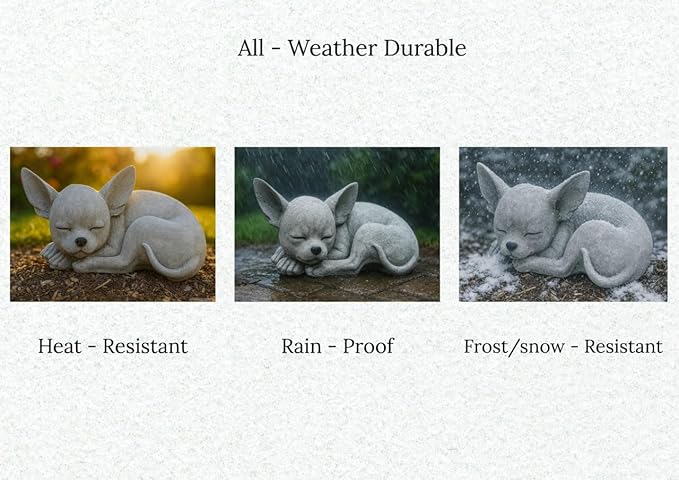 Chihuahua Memorial Stone Garden Statue Outdoor Dog Sculpture Yard Pet Loss Decoration Sleeping Puppy Painted Figurine Backyard Ornament Dog Grave Marker Sympathy Art
