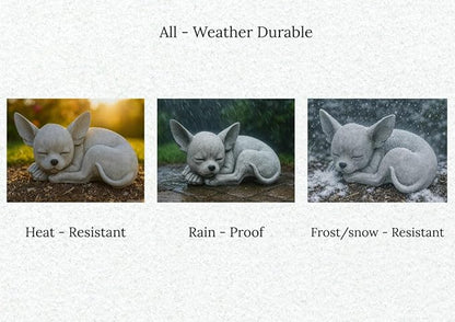 Chihuahua Memorial Stone Garden Statue Outdoor Dog Sculpture Yard Pet Loss Decoration Sleeping Puppy Painted Figurine Backyard Ornament Dog Grave Marker Sympathy Art