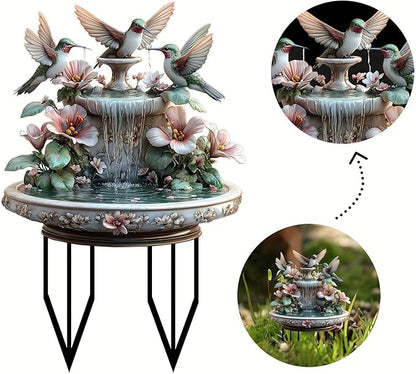 Hummingbird Flowing Water Garden Stake Decor, Butterfly Acrylic 2D Garden Decoration,Sculptures Ornament Garden Accessories for Outdoor Indoor Yard Lawn Pot Plants (Style E)
