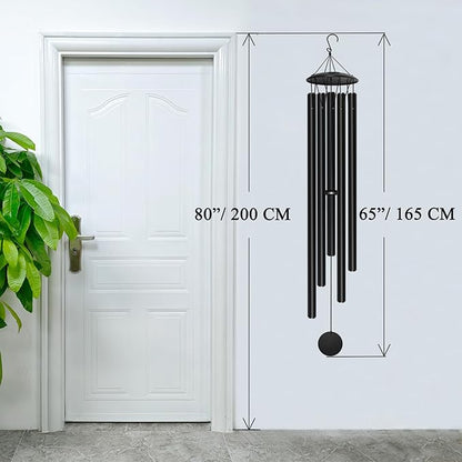 65" Extra Large Wind Chimes for Outside Deep Tone,Big WindChimes for Outdoor Porch Garden Patio Balcony Decor, Deep Tone Wind Chimes (Black)