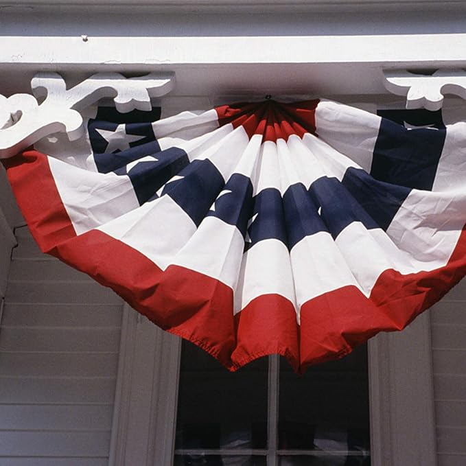 6PCS USA Patriotic Pleated Fan Flags - 3 x1.5 Ft American US Flag Buntings Banner Patriotic Bunting Flag Stars and Stripes Flag Bunting for Memorial Day The 4th of July and Labour Day (18INx35IN)