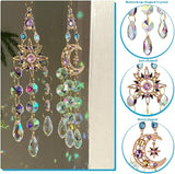 Crystal Suncatcher, Sun Catcher Crystals for Window Hanging, Crystal Wind Chimes Outdoor Indoor Decoration, Hanging Crystals Prism Suncatcher for Garden Decor Wedding Party (Sun)