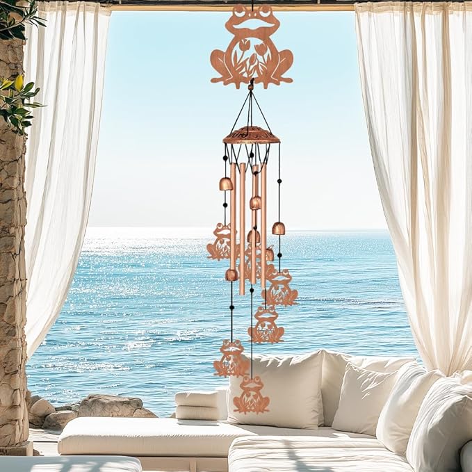 Large Aluminium Wind Chimes 33" Outdoor Deep Tone Memorial Wind Chime with Frog Wind Catcher, Sympathy for Loss of Loved Mom Father,Metal Wind Chimes for Garden Patio Balcony Home Decor