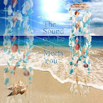 Jangostor Seashell Wind Chimes Multi Color Handmade Wind Chimes, for Garden Bar Store Hanging Ornament Home Decor Beach Decoration Party Gift (6.7 x 29 Inches)