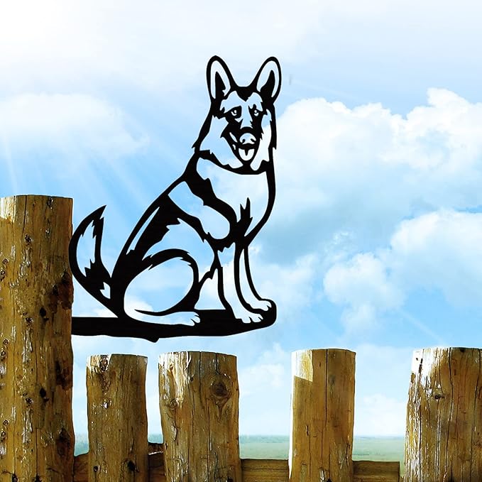 Metal Dog Garden Statue - Outdoor Yard Art Decoration - Black Silhouette - Garden Stakes for Yard Garden Lawn