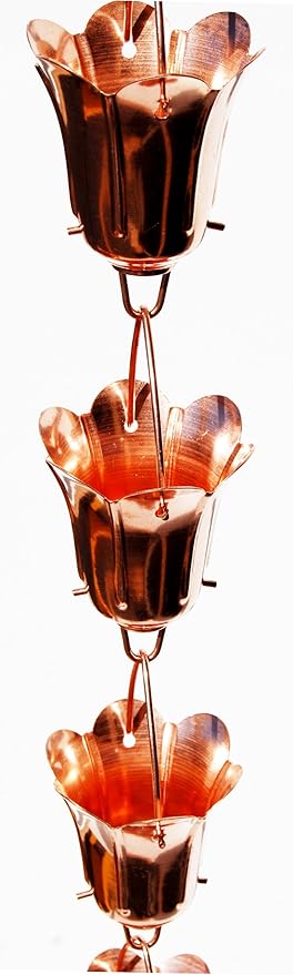 Stanwood Rain Chain Tulip Flower Blossom Copper Rain Chain, 8-Feet