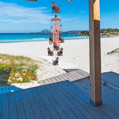 Outdoor Cat Wind Chimes, Gifts for Mom & Grandma & Family, Music Wind Catcher, Mobile Wind Bells, Memorial WindChimes, Blessing Windchime for Garden/Home/Balcony/Lawn/Yard/Indoor/Outside Decoration