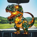 Cute Chibi T-rex Acrylic Suncatcher Stained Glass Effect Window Car Hanging Christmas Ornament Indoor Outdoor Decor Garden Sun Catcher Panel for Dinosaur Lover for Women Mom Grandma