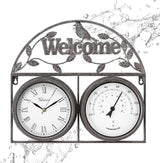 17Inch Large Outdoor Clock,Waterproof Wall Clock with Thermometer,Weatherproof Non-Ticking Quartz Battery Operated Decor Clock for Patio,Garden,Pool,Porch,House Warming Gifts