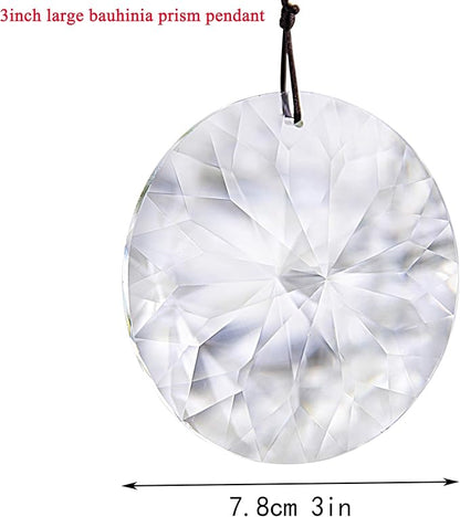 Bauhinia Hanging Faceted Crystals Large Window Prisms Suncatcher Ornament Rainbow Maker Chandelier Crystal Pendant(85mm,Round)