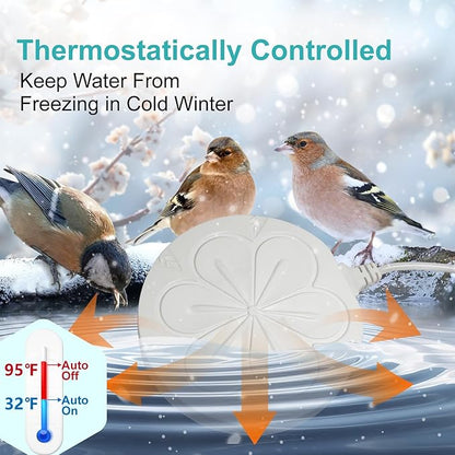110W Bird Bath Heater for Outdoors in Winter, Submergible Cast Aluminum Chicken Water Heater with Thermostatically Controlled Bird Bath Deicer Pond Deicer for Livestock