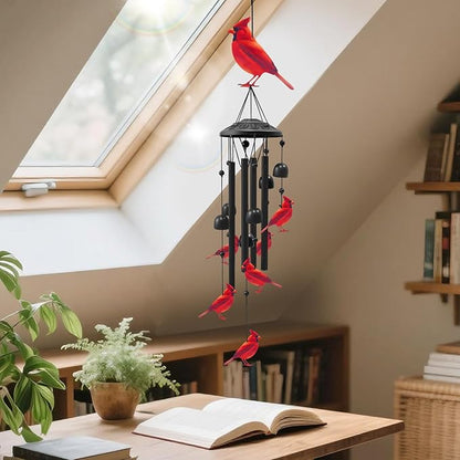 Cardinal Wind Chimes for Outside, Black Metal Windchimes Outdoors, Cardinals Gifts for Women/Men, Garden/Yard Decor, Memorial/Birthday Gifts for Grandma/Mom, Durable Chimes for Outdoors