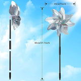 NOVWANG 16 PCS Reflective Pinwheels with Stakes, Extra Sparkly Pinwheels for Yard and Garden Pinwheels Bulk, Bird and Animal Deterrent Device to Scare Birds Away from Patio(Silver)