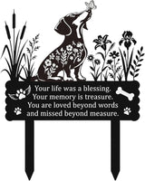 Rngmsi Pet Grave Markers Dog Outdoor, Dachshund Grave Markers for Cemetery, Metal Garden Stake Decorations for Memorial Loss Pet Decor for Outdoors Lawn Patio Outside Pathway(11 X 14 Inches)