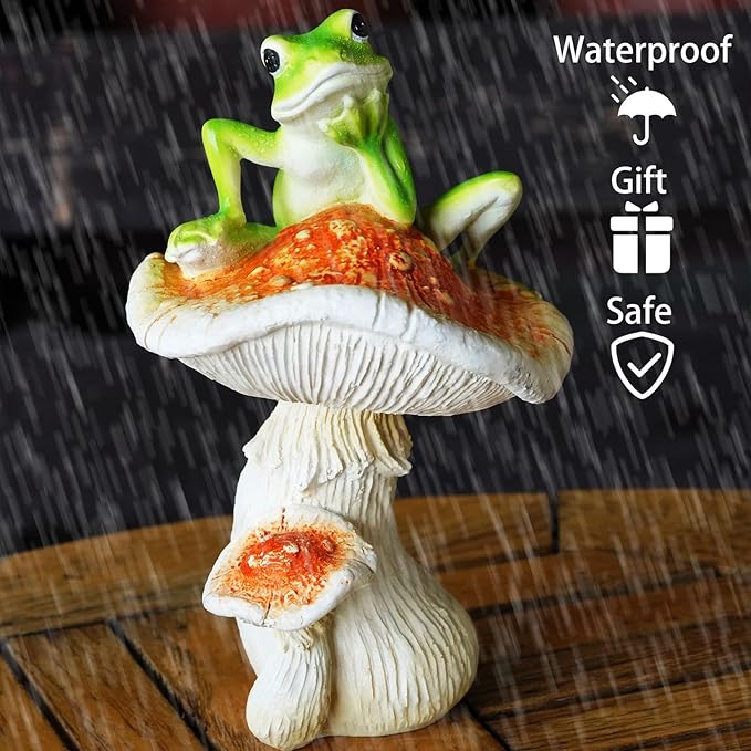 Frog Garden Decor, Outdoor Frogs Garden Statue for Yard, Garden, Indoor Outdoor Decoration and Housewarming Gift, Thinking Frog Statue