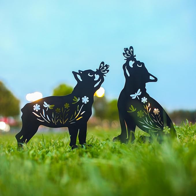 EZTZEN Dog Metal Garden Stakes Decorative, Gifts for Women/Men/Dog Lovers Gifts,Black French Bulldog Silhouette Statues Garden Decor for Outside,Outdoor Decor,Yard Art,Patio,Lawn Ornaments