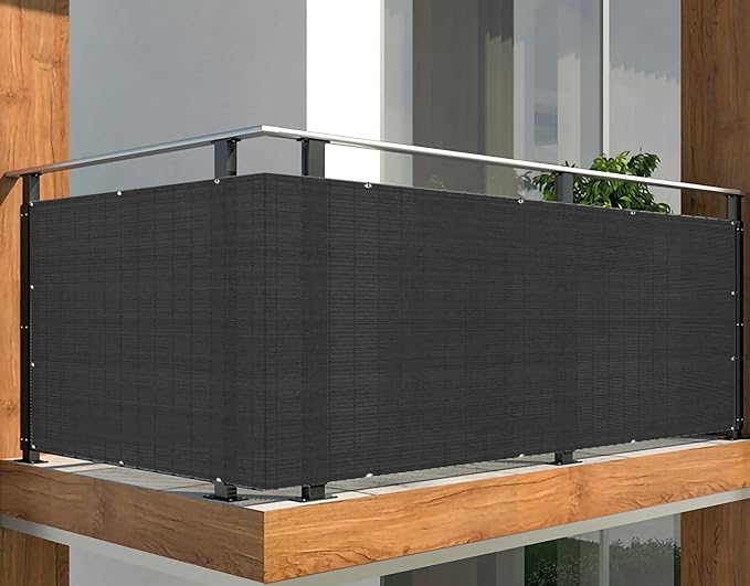 Alion Home Elegant Privacy Screen for Backyard Deck, Patio, Balcony, Fence, Pool, Porch, Railing - (3FT Height) Black (3' x 25')