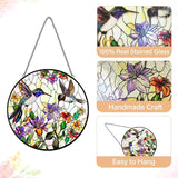 Hummingbird Stained Glass Suncatcher Window Hanging - Handmade Birds Flowers Sun Catchers Ornament - Suncatchers for Doors Home Garden Decor - Mother's Day Birthday Bird Lover Gift for Mom Grandma
