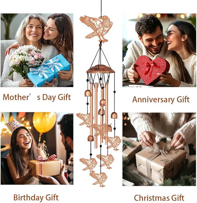 Wind Chimes for Outside, Crow Aluminum Tube Windchime Melodious Melodic for Porch Patio Garden Decor, Unique Metal Memorial Wind Chimes Housewarming Gifts for Friends and Family