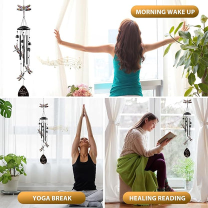 Dragonfly Wind Chime for Outside, Alloy Material Windchimes Outdoors, Fun Black Wind Chimes, for Outdoor, Garden, Yard, Patio Decoration, Gifts for Mom Neighbor Friend Unisex, Valentine's Day Gifts