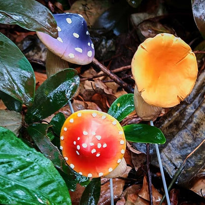 Mushroom Garden-Decor Fairy Garden-Accessories - Outdoor Spring Patio Decor Waterproof Mushroom Statues Patio Lawn Flower-Bed Decorative Stake Gifts