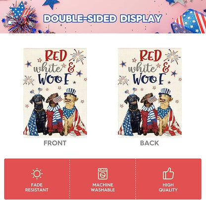AVOIN colorlife 4th of July Dogs House Flag 28x40 Inch Double Sided Outside, Independence Day Patriotic American Stars and Stripes Yard Outdoor Decoration