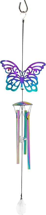 Red Carpet Studios 10371 Iridescent Shadow Wind Chime, Purple Butterfly, 18 x 2