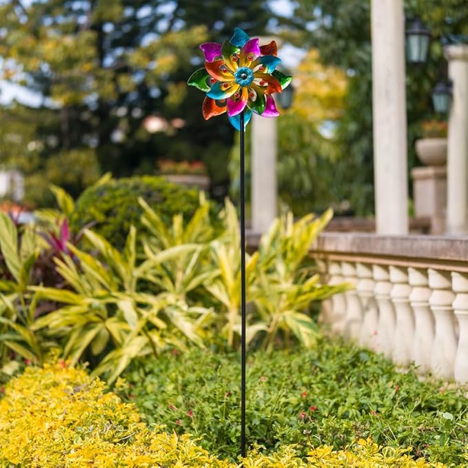 DREAMYSOUL Metal Wind Spinners Outdoor, 63" Kinetic Wind Spinners Colorful Wind Sculpture Yard Art for Garden Patio Lawn Decor