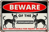 Beware Of The Dog Chihuahua Sign Aluminum Metal Tin Signs Outdoor Yard Sign Warning Sign For Fence Yard Home Kitchen Farm Garden Wall Decor 8x12 Inch
