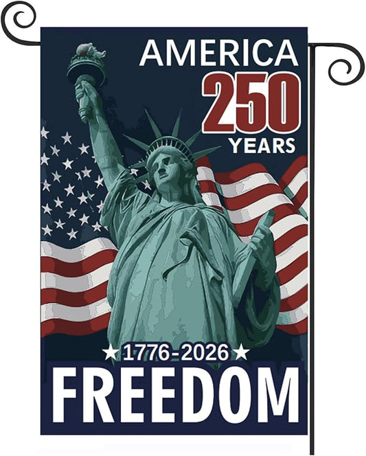 TOPFLAGS 250 Anniversary USA Flag Garden Flags 1776-2026 Double Side 12x18 Inch for Outside American Patriotic Banner with Freedom