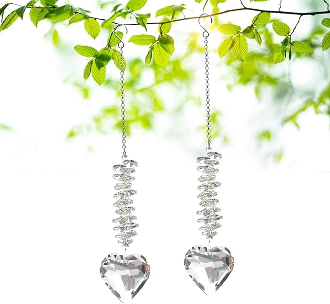 Memorial Gifts for Loss of Loved One, Sympathy Gift for Loss of Father Mother, Bereavement Gift Ideas Hanging Ornament with 45mm Clear Glass Heart Crystal Ball Prism Rainbow Maker Grief Gifts(Clear)