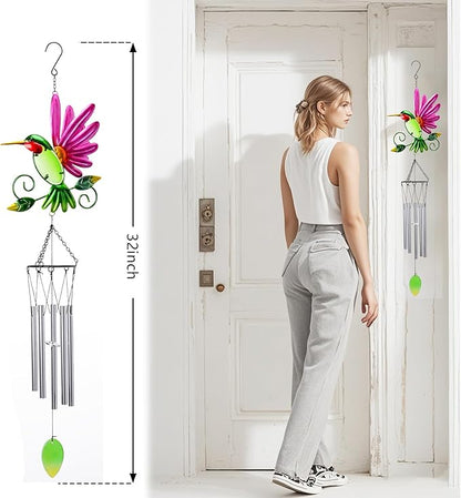 Taman Wind Chime for Outside - Hummingbird Wind Chimes for Outside Aluminum Tubes Decorative Memorial Gift, for Home, Outdoor, Yard, Patio,Garden Decor