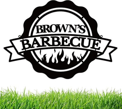Personalized BBQ Grill Name Sign, Custom Metal Sign Dad's BBQ, Barbecue Garden Bar Outdoor Sign, Housewarming Birthday Gift Metal Sign Patio Decor Wall Grandpa Papa Gift
