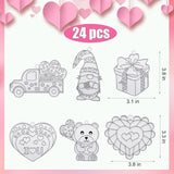 AUEKIV Valentines Suncatcher Crafts Kit 24sets Heart DIY Window Paint Art Suncatchers,Bear Sun Catchers for Valentine's Day Mother's Day Gift Exchange Classroom Art Project Party Favors