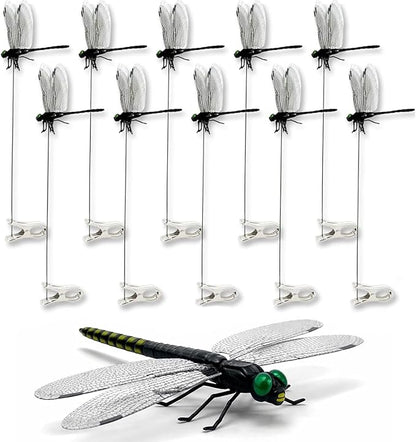 2026 New 40 Pcs Dragon Fly Clips for Bugs Repellent, 3D Artificial Dragonfly Hat Clip, Dragonfly Garden Decor (10PCS)