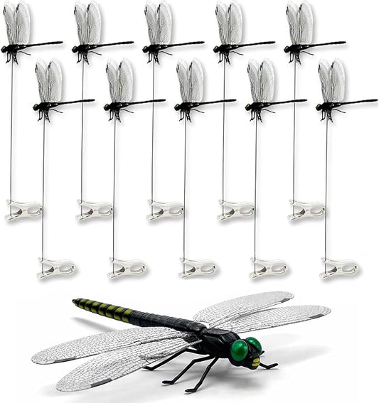2026 New 40 Pcs Dragon Fly Clips for Bugs Repellent, 3D Artificial Dragonfly Hat Clip, Dragonfly Garden Decor (10PCS)