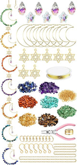 7 Chakra Sun Catcher Kit for Adults DIY Crystal Suncatcher Ornaments, Window Hanging Arts and Crafts, Moon Suncatcher Making Supplies Kit Hanging Ornaments Decor for Home Gifts (Moon)