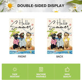 AVOIN colorlife Hello Summer Sea Beach Dogs House Flag 28x40 Inch Double Sided Outside, Floral Starfish Seasonal Holiday Yard Outdoor Decoration