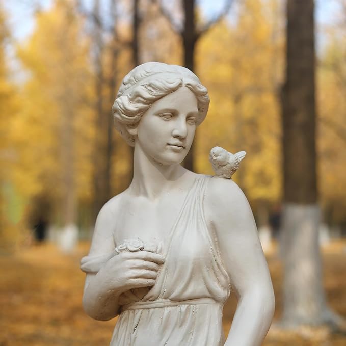 GENUINQ Outdoor Garden Statue Nymph Sculpture Goddess of Greek Mythology Roman Style Outdoor Patio Yard Lawn Porch Decor 32 Inch Ivory