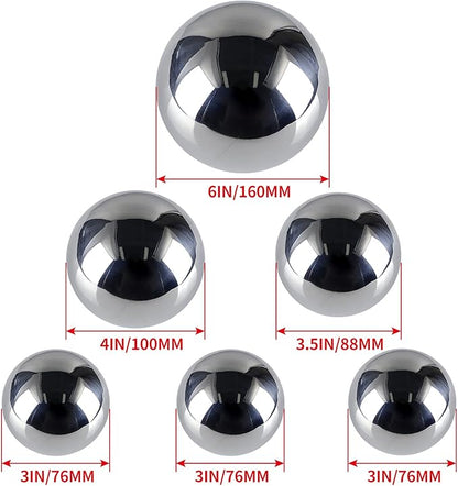MOLIGOU 6 Pcs Stainless Steel Gazing Balls, 6in/4in/3.5in/3in Diameter Reflective Spheres, Gazing Globe Mirror Balls for Garden, Pond, Yard (Silver)