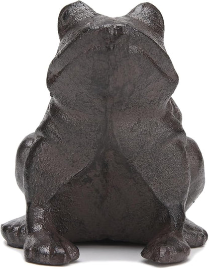 BRASSTAR Cast Iron Lying Frog Statue Lawn Garden Farm Home Figurine Outdoor Decoration TQGJPT510