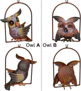 Metal Owls Seesaw Balancer Garden Deorative Stake 45", Yard Balancing Art Sway Up and Down Once Wind Blows, Give to Owl Bird Animal Lovers Family Friends as Out Space Grassland Decoration